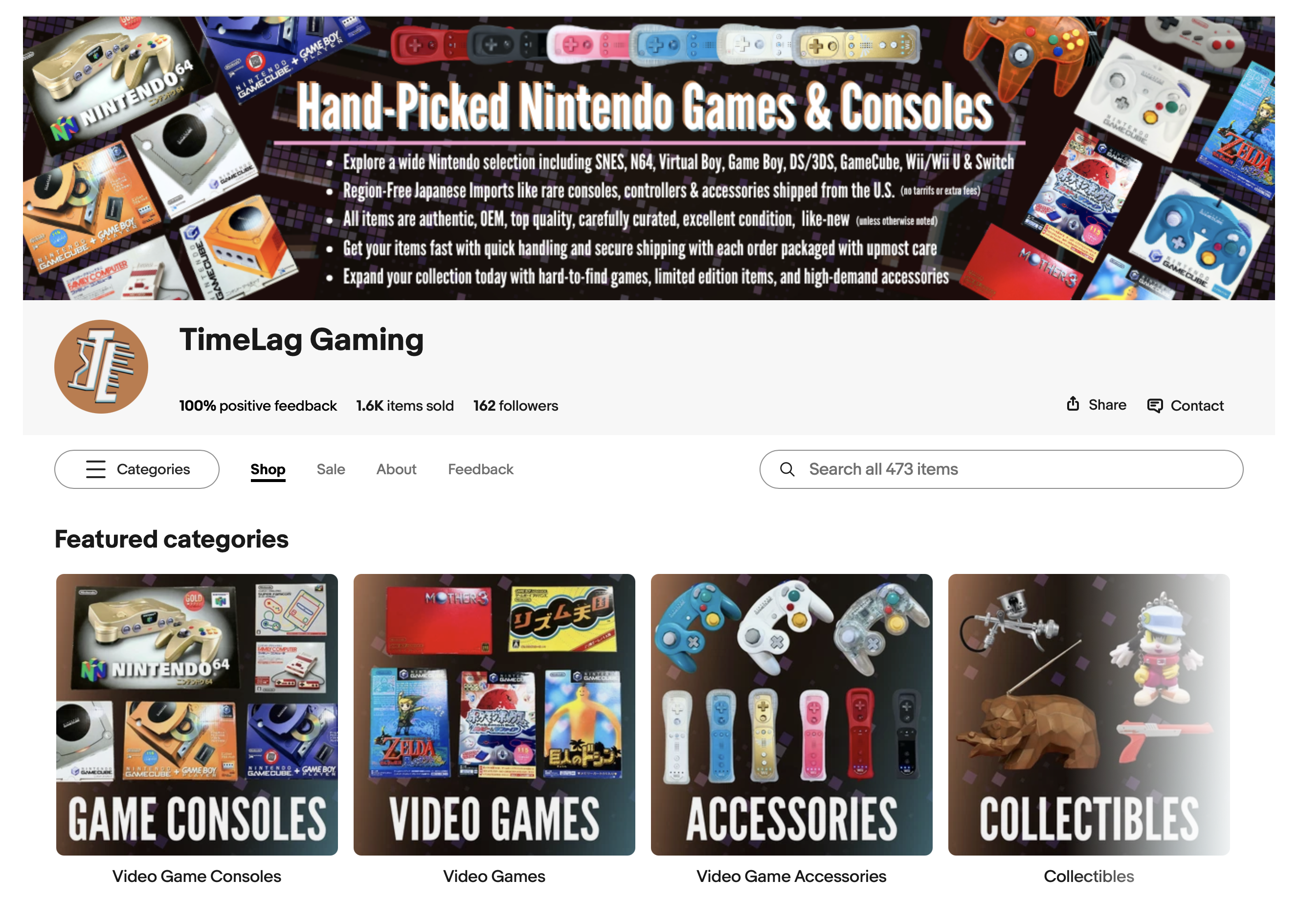 TimeLag Gaming eBay storefront